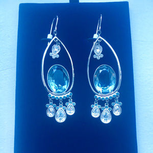 Swarovski Crystal hook long Dangle earrings NWT